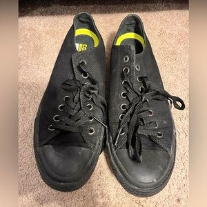 All black Chuck Taylor II low-tops, good condition, men’s 10